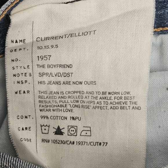 Current/Elliott The Boyfriend Distressed Cropped Jeans Size 30 - Picture 7 of 7